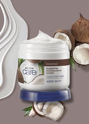 Відновлювальний мультифункціональний крем для обличчя, рук та тіла з олією кокоса care (400 мл) avon ейвон