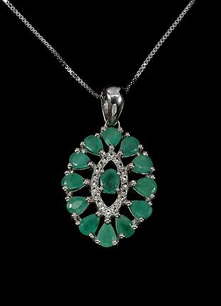 Подвеска серебро 925 натуральный изумруд