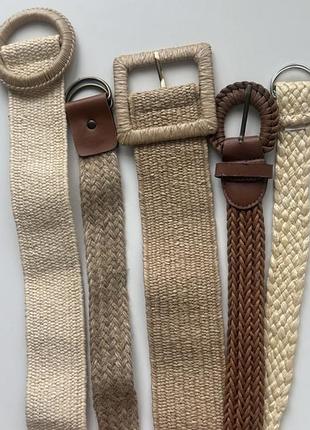 Пояс ремінь плетений солом’яний zara. довжина від 70 до 105 см
