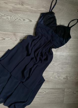 Шикарное вечернее платье в пол с кружевом2 фото