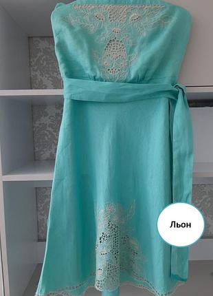 Жіночий літній лляний сарафан бандо, warehouse, р. 40