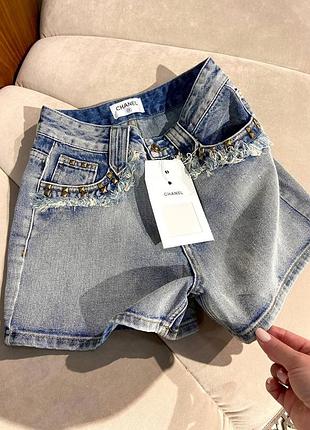 Сині джинсові шорти шанел преміум люкс