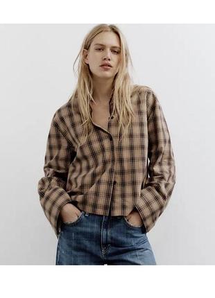 Жіноча сорочка/рубашка zara в клітинку s широка