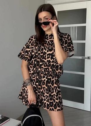 Трендовий леопардовий костюм трійка