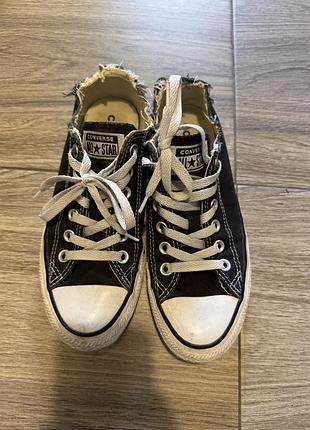 Короткі кеди Trendy converse конверси чорні з необробленим краєм 37.5 24 см