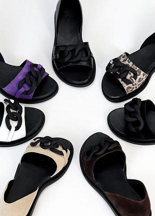 Босоніжки з натуральної шкіри / замші