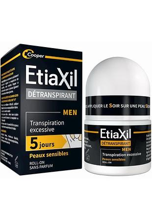 Антиперспірант чоловічий etiaxil men sensitive для чутливої шкіри, 15 мл, для пахв, кульковий