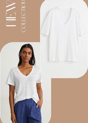 Базова льняна футболка h&m linen льон