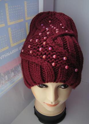 Женская зимняя шапка зигзаг