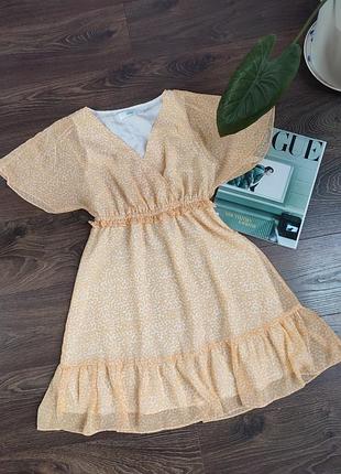 Платье женское befree,butter yellow, масляный желтый,размер s, желтое в белый цветочек