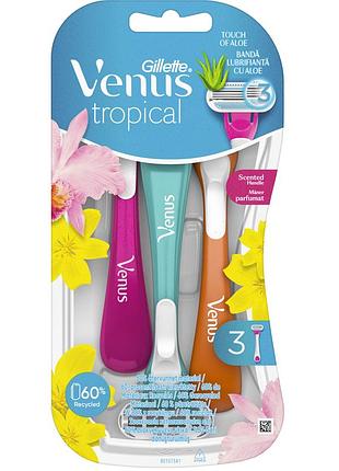 Одноразові станки (бритви) для гоління, 3 шт. gillette venus tropical