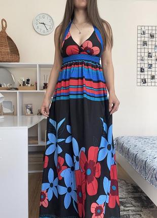 Довга сукня manvi,довга сукня з відкритою спиною,сукня в квіти manvi