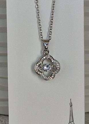 Цепочка с кулоном подвеской подвижный камушек медсталь под серебро тренд