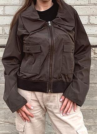 Куртка бомбер жіноча vera wang оригінал кортка демісезонна в шоколадному відтінку, розмір s-m