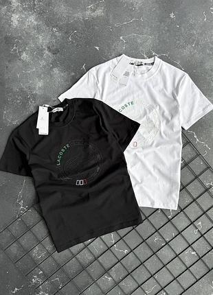 Новинка мужская футболка lacoste черная белая