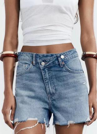 Шорты женские голубые с подертостями zara new