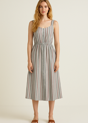 Ichi ihtiffany платье миди в полоску на пуговицах