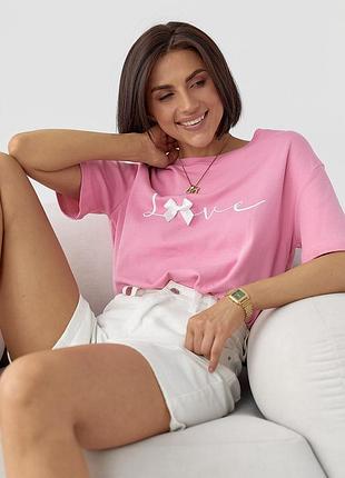 Футболка с бантом и надписью love мод 10348