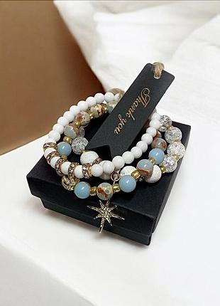 Браслеты с натуральными камнями 3 в 1