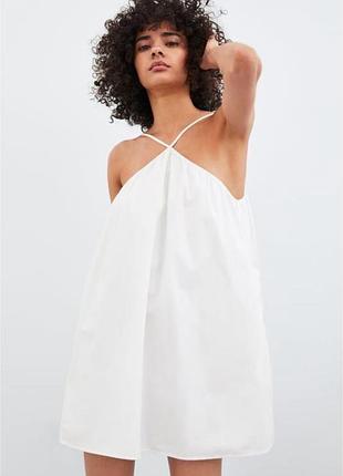 Короткий белый ромпер-сарафан, комбинезон шорты -платье zara