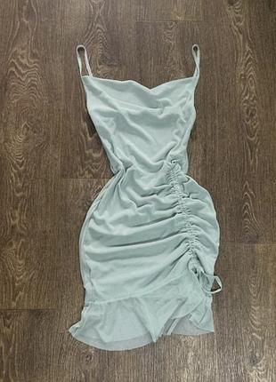 Літня асиметрична сукня сітка зі збіркою