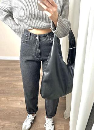 Графитовые серые джинсы мом topshop