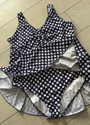 Шикарный купальник в горох , большой размер