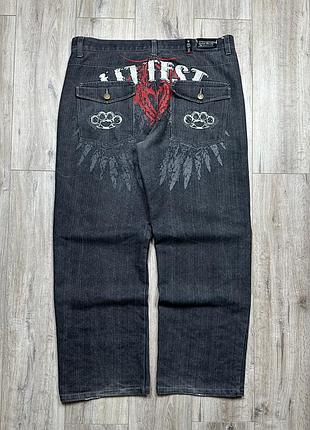 Джинси raw blue vintage 90s rap y2k baggy big logo