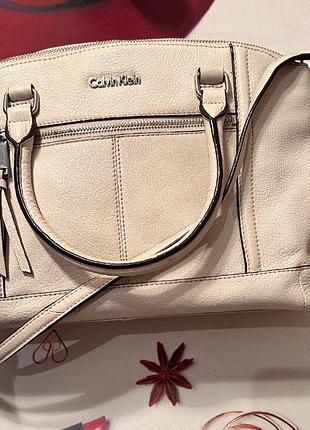 Шкіряна жіноча сумка calvin klein, 100% натуральна шкіра