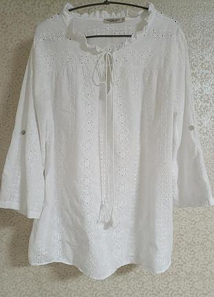 Made in italy мереживна блузка блуза сорочка вишиванка прошва рішелье made in italy