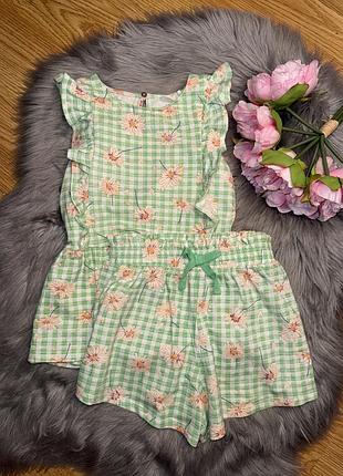 Стильний якісний бавовняний костюм комплект в клітинку на дівчинку 6/7р next