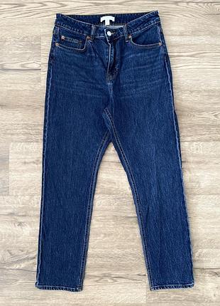 Темно-синие джинсы мом h&m