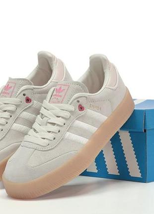 Жіночі кросівки adidas samba beige адідас самба бежевого кольору