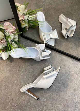 Шлепанцы женские на шпильке с бантиком