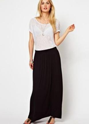 Чорна довга трикотажна спідниця, юбка на гумці