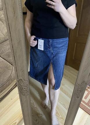 Новая классная джинсовая юбка с разрезом 50-52 р