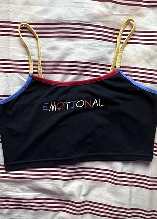 Короткий топ “emotional” на лямках