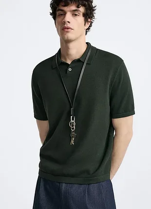 Футболка  zara поло трикотажна 9598/324 dark green
