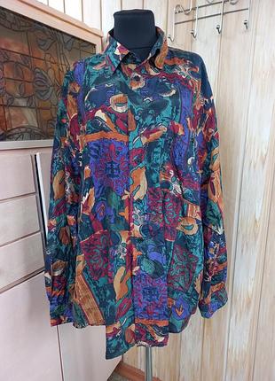 Винтажная рубашка, 100% натуральный шелк, итальялия, размер хл