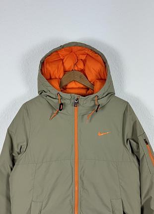 Оригінальний дутий зимовий пуховик nike nylon puffer 550 editions beige hooded jacket size s-m5 фото