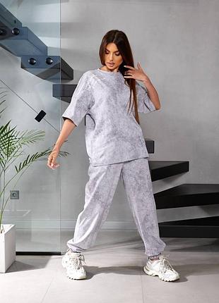 Женский костюм футболка и штаны оверсайз | 253