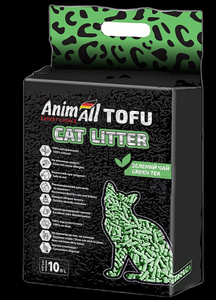 Наповнювач для котячого туалету animall tofu green tea соєвий зелений чай (10 л) 4.66 кг