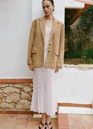 Блейзер женский бежевый замша zara