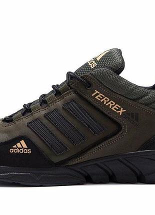 Мужские кожаные кроссовки adidas terrex green4 фото