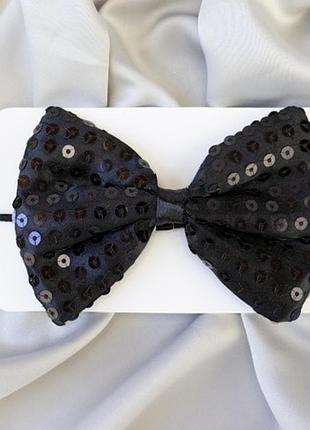 Краватка метелик з паєтками чорний маскарадний + подарунок