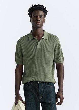 Футболка zara поло льняная 2893/304 greenish