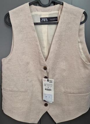 Льняной жилет zara размер м
