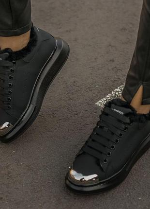 Теплые кроссовки alexander mcqueen luxury женские черные3 фото