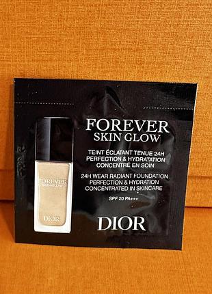 ♥️тональна основа dior forever skin glow 24h wear radiant foundation spf20 pa+++, пробник♥️