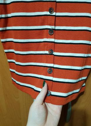 Красивый свитер с коротким рукавом, кирпичный свитер в полоску, кофта-футболка6 фото